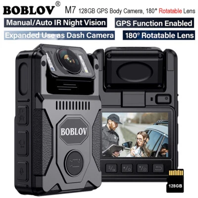 BOBLOV Body Camera Camcorder180° Rotatable Lens Night Vision Quick Charging 128G - Image 1 of 4