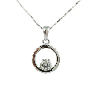 Moda Gioielli - 18k Placcato Oro Bianco Zirconi Cubici Rotondi Collana (FN076) - Foto 1 di 1