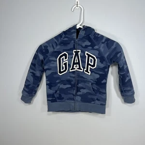 GAP Sweater Youth Kids Boys Extra Small Blue Arch Sherpa Fleece Camo Zip Hoodie - Picture 1 of 7