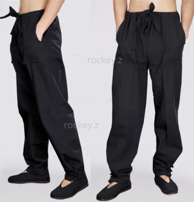 100% Cotton Kung Fu Martial Arts Shaolin Bruce Lee Wingchun MMA Casual Pants Men - Image 1 of 4