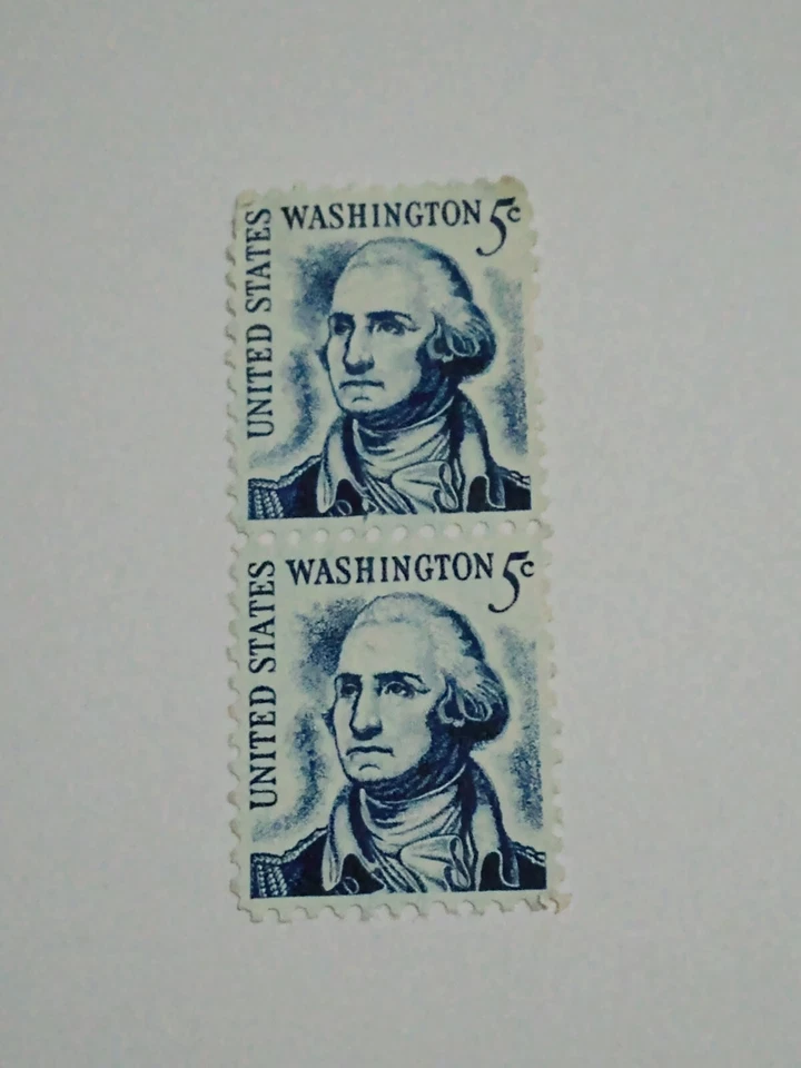 (2) GEORGE WASHINGTON 5 CENT BLUE UNITED STATES POSTAGE STAMP. Unused. - Image 1 of 1