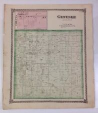 Antique 1874 Map of Genesee County Illinois - Includes City Of Coleta