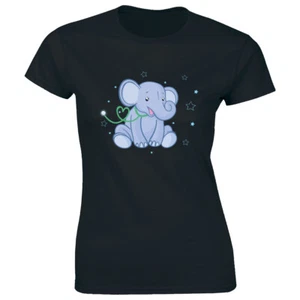 Cute Elephant with Stethoscope Women's T-Shirt Pediatric Nurse Tee Nursing Gift - Picture 1 of 1