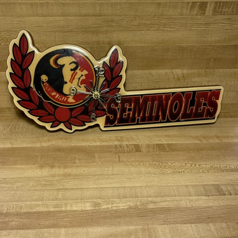Vintage Florida State Seminoles FSU Glossy Wall Clock Missing Hour Hand Untested Cover