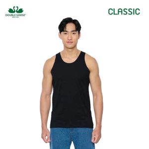 Black Tank Top Underwears Vest For Men Sulfur Free 100% Cotton, Double Goose - Picture 1 of 6