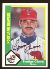 1990 Portland Beavers FRANCISCO OLIVERAS Signed Card autograph AUTO GIANTS TWIN