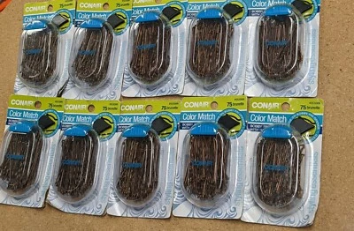 10 PK Conair Color Match Bobby Pins Brunette 75 each, Count w Storage Case - Image 1 of 3