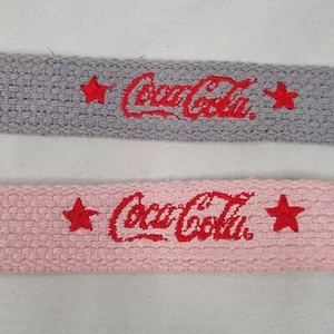 Set of 2 Vintage Early 90's Kids Youth Coca-Cola Belt Pink Gray 30" Long - Picture 1 of 11