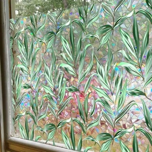 Static Cling Window Film Rainbow Stained Glass Film Decorative Floral Vine Print - Picture 1 of 63