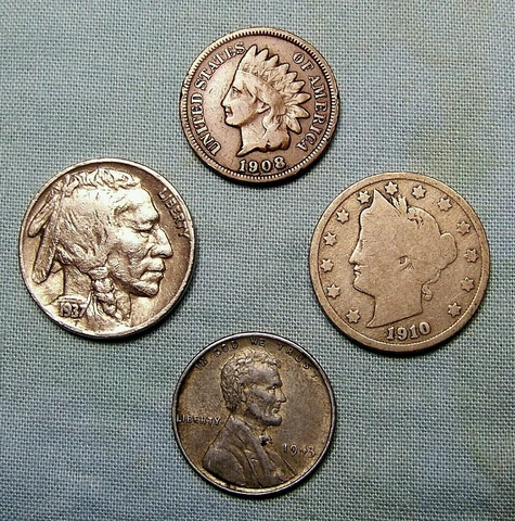 Mix Lot of 4 Old US Coins NO LONGER FOUND IN POCKET CHANGE Cover