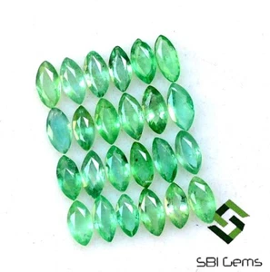 Lotto 25 pezzi taglio marchesa smeraldo naturale 4x2 mm 1,68 CTS pietre preziose sfuse lucenti - Foto 1 di 5
