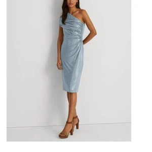 Lauren Ralph Lauren Women Sheath Knee Length Dress Short Sleeve  Solid A6066 - Picture 1 of 20