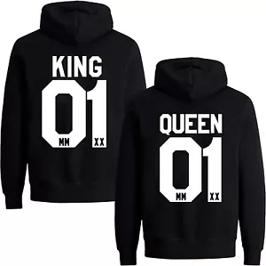 Couples Shop Hombre Mujer King & Queen HH Sudadera con Capucha Suéter Pareja Conjunto - Imagen 1 de 14