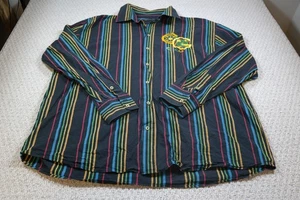 COOGI Shirt Mens 3XL Black Multicolor Stripe Button Down Long Sleeve Embroidered - Picture 1 of 7