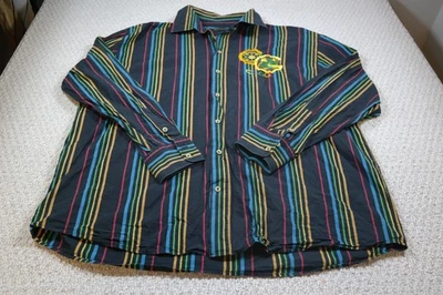 COOGI Shirt Mens 3XL Black Multicolor Stripe Button Down Long Sleeve Embroidered - Image 1 of 4