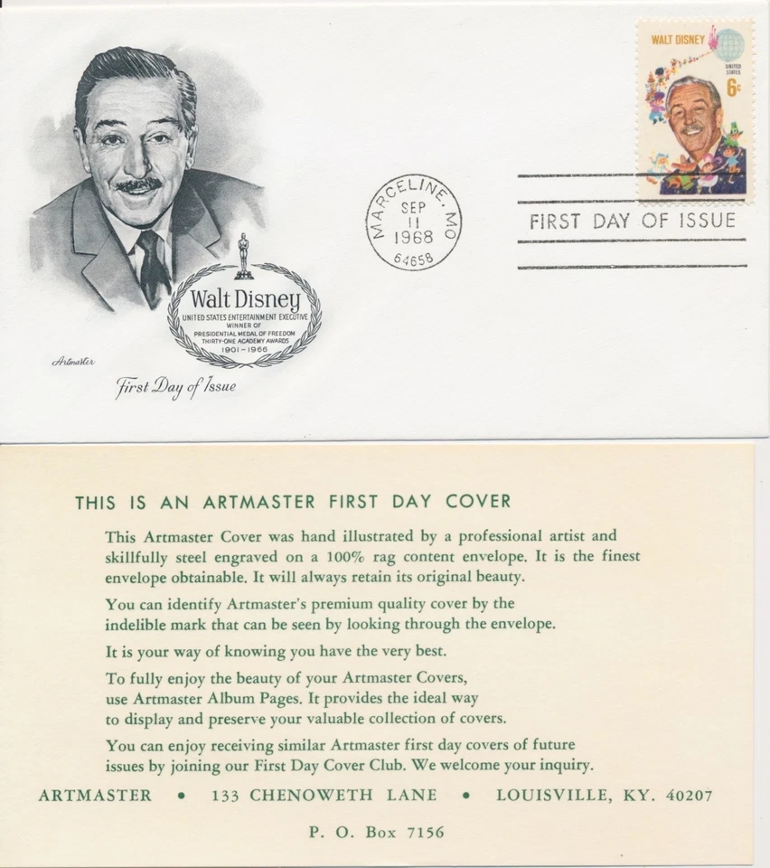 #1355 Walt Disney Artmaster cachet First Day cover with enclosure - Image 1 of 1