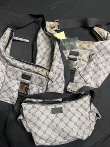 Lot Of 3 Ralph Lauren Monogram Handbag Purses, With Discolored Areas Or Stains - Foto 1 di 17