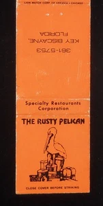1970s The Rusty Pelican Key Biscayne FL Dade Co Matchbook Florida - Bild 1 von 2