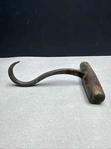 Vintage Bauernhof Heuhaken mit Holzgriff handgeschmiedet rustikal Bauernhof primitiv - Bild 1 von 10