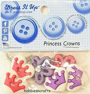 PRINCESS CROWNS 7682 Novelty Dress It Up Buttons & Flatbacks Free Postage - Picture 1 of 3
