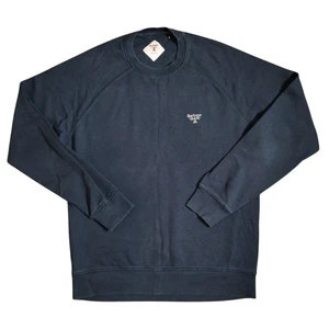 Barbour Sweatshirt Herren M dunkelblau grau Leuchtfeuer Print Logo Bündchen Saum Raglan Frottee - Bild 1 von 13