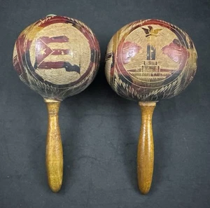 Vintage Havana Cuba Souvenir Wooden Maracas - Picture 1 of 2