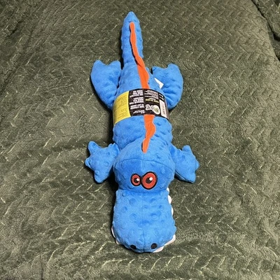 Juguete de peluche para perro Godog Gator chirriante, tecnología de protección masticable - azul, M/L Foto 1 de 4