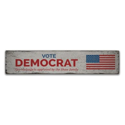 Vote Democrat Vintage Distressed Sign, Personalized Wood Sign - Image 1 of 2