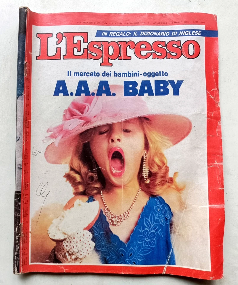 Rivista L'ESPRESSO - A.A.A. Il mercato dei bambini oggetto - N.9 Marzo 1986 - Immagine 1 di 1