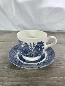 Vintage Churchill England Blue Willow Tea Cup And Saucer 6 Available - Picture 1 of 6