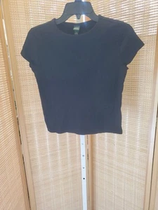 Wild Fable schwarzes Cropped Shirt Damen Gr. XS Kurzarm strukturiert Rundhals - Bild 1 von 12