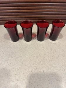 Vintage Ruby Red Cordial/Shot Glasses - -set of 4 - Picture 1 of 3