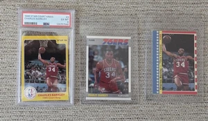 1986 Star Court Kings #3 Charles Barkley PSA 6 & 1987 Fleer Card #9 & Sticker #6 - Picture 1 of 13