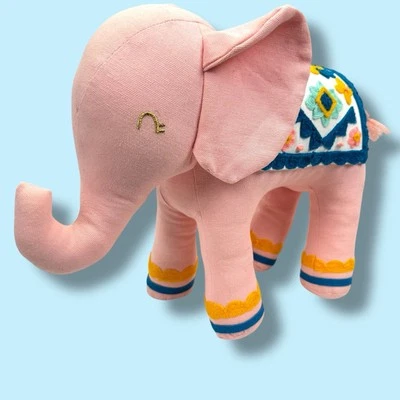 RETIRED Target Pink Elephant Embroidered Decorative Plush Nursery 14.5x11" INDIA - Image 1 of 4
