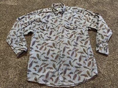 Camisa Lee Para Hombres Con Botones Talla XL Patrón de Plumas Algodón Manga Larga  Foto 1 de 4