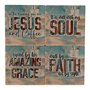Set 4 Sottobicchieri Quadrati in Ceramica Personalizzati 4"~Religiosi~Ispirativi~Regalo - Foto 1 di 1