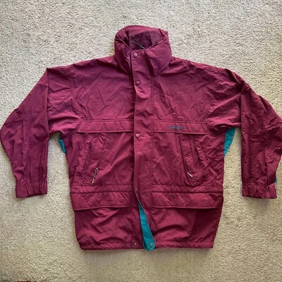 Timberland Jacket Mens Medium Full Zip Weathergear Mock Neck 100% Nylon Vtg Red - Image 1 of 4