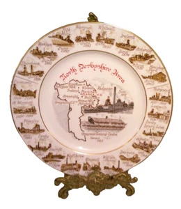 Edwardian China North Derbyshire Area Miners Cabinet Plate. - Bild 1 von 5