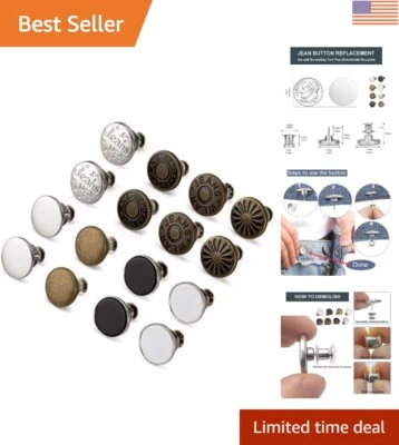 Versátil Kit de 16 Juegos de Botones Sin Coser - Solución Ajustable de 17mm para Cualquier Tela Foto 1 de 4