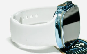 49MM Apple Watch ULTRA 2 Custom Polished BLUE Anodized with a White Sport Band - Picture 1 of 10