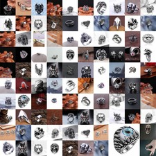 Heavy Stainless Steel Gothic Punk Biker Rings Fashion Mens Skull Jewelry US 8-11