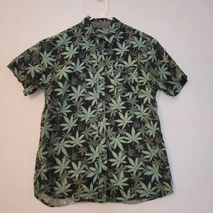 Eighty Eight Shirt Men's Weed/Skeleton Hands Button Up short sleeve Size Large - Picture 1 of 8