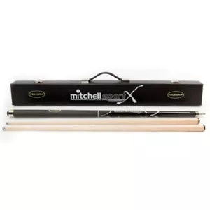 3 PIECE MAPLE CUE – MITCHELL TRUEGRIP CROSSBREED + CASE – 57″ 9mm & 13mm - Foto 1 di 2