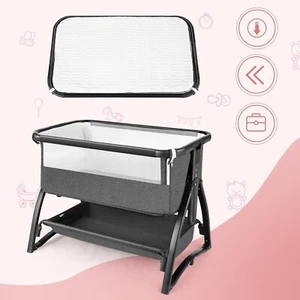 Baby Bassinet Bedside Sleeper Adjustable 7-Level Height Portable Bed for Newborn - Picture 1 of 14