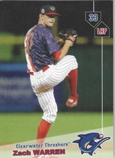 2019 Grandstand Clearwater Threshers #NNO Zach Warren Philadelphia Phillies