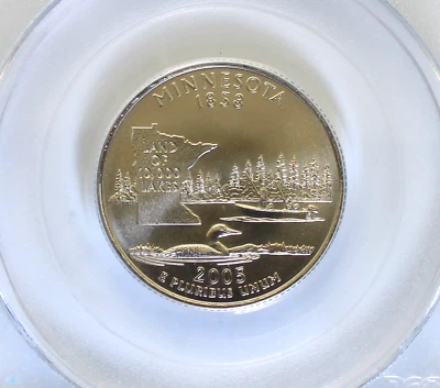 2005-P Minnesota Statehood Quarter PCGS Certified MS68SF Satin Finish - Image 1 of 4