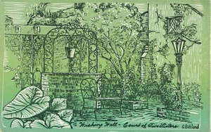 Postkarte Wunschbrunnen Hof zweier Schwestern Bohland New Orleans LA verschickt 1951 - Bild 1 von 2