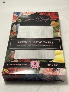 New Love Sleep Gray Satin Std/Queen Pillowcases 20”x 30” Set Of 2 - Picture 1 of 7