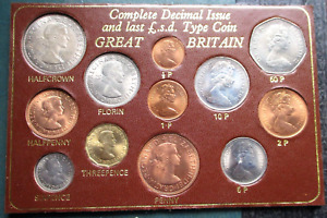 COMPLETE DECIMAL ISSUE AND LAST LSD TYPE COIN 12 PIECE SET GREAT BRITAIN (MINT)