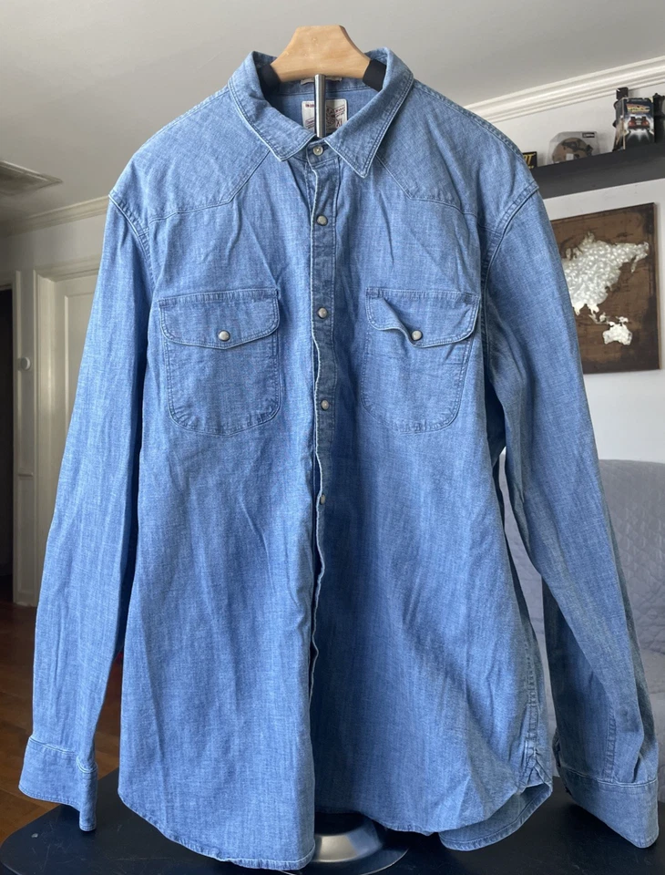 Camisa Western Vintage Lucky Brand Para Hombre XL Denim Calce Clásico Perla A Presión Y2K Foto 1 de 4